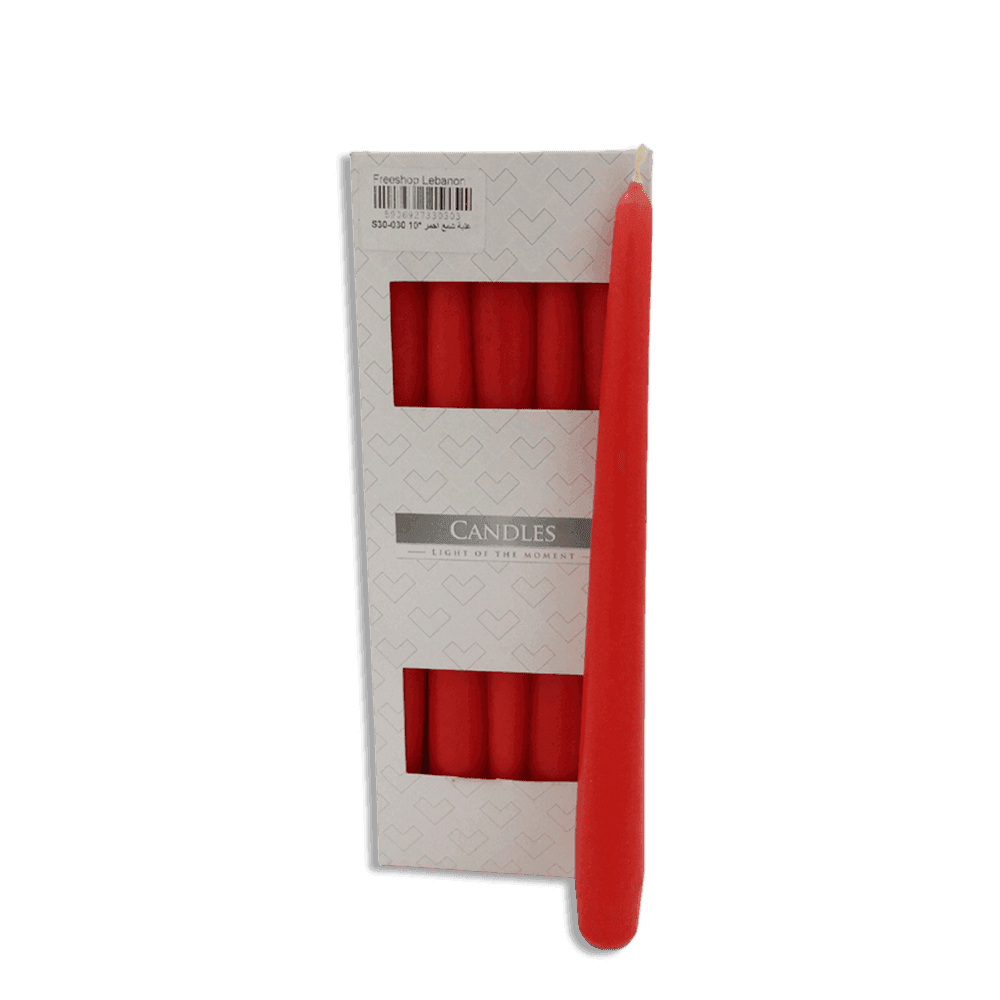 Set of 10pcs 25cm Red Candles