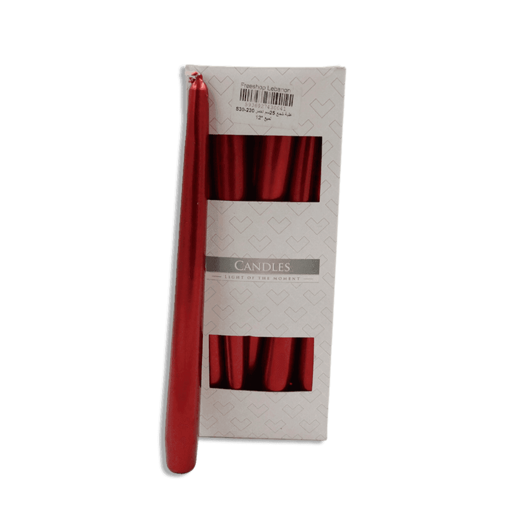 Set of 12pcs Glossy Red 25cm Candles