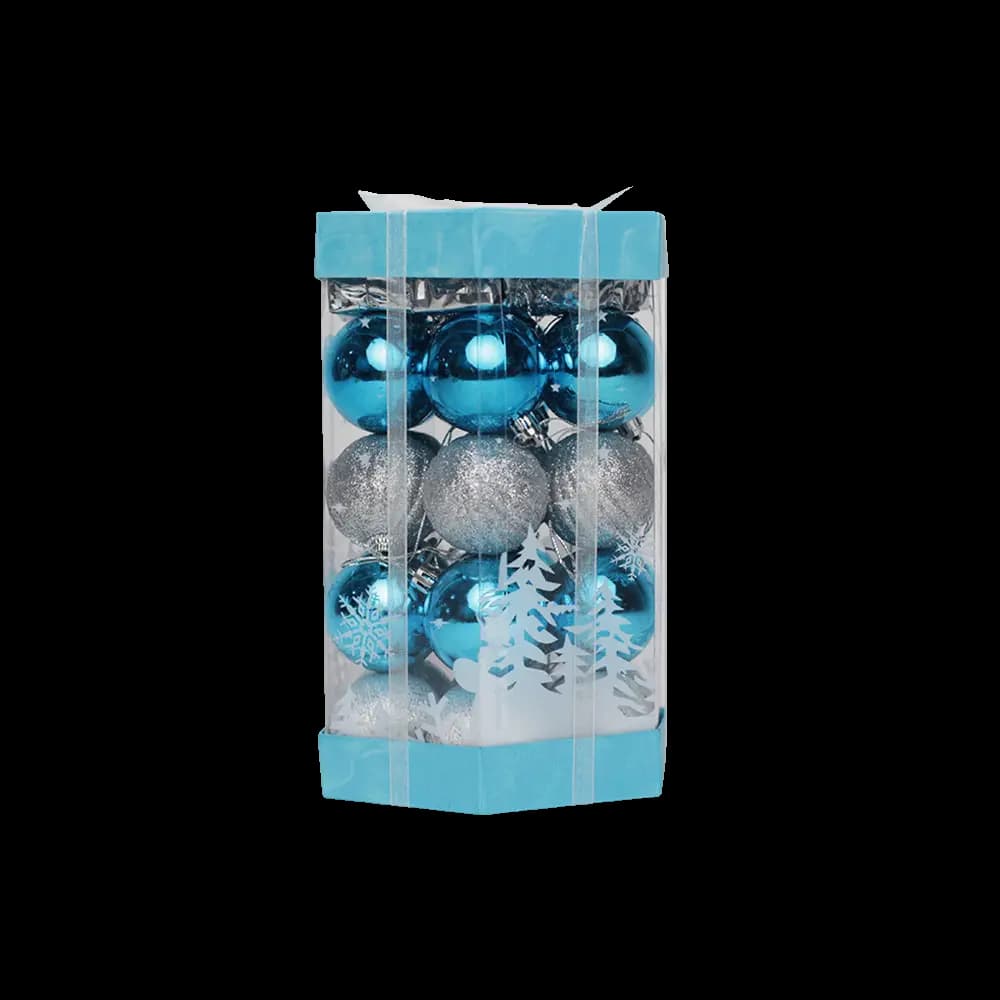 Christmas Box of Blue & Silver Balls