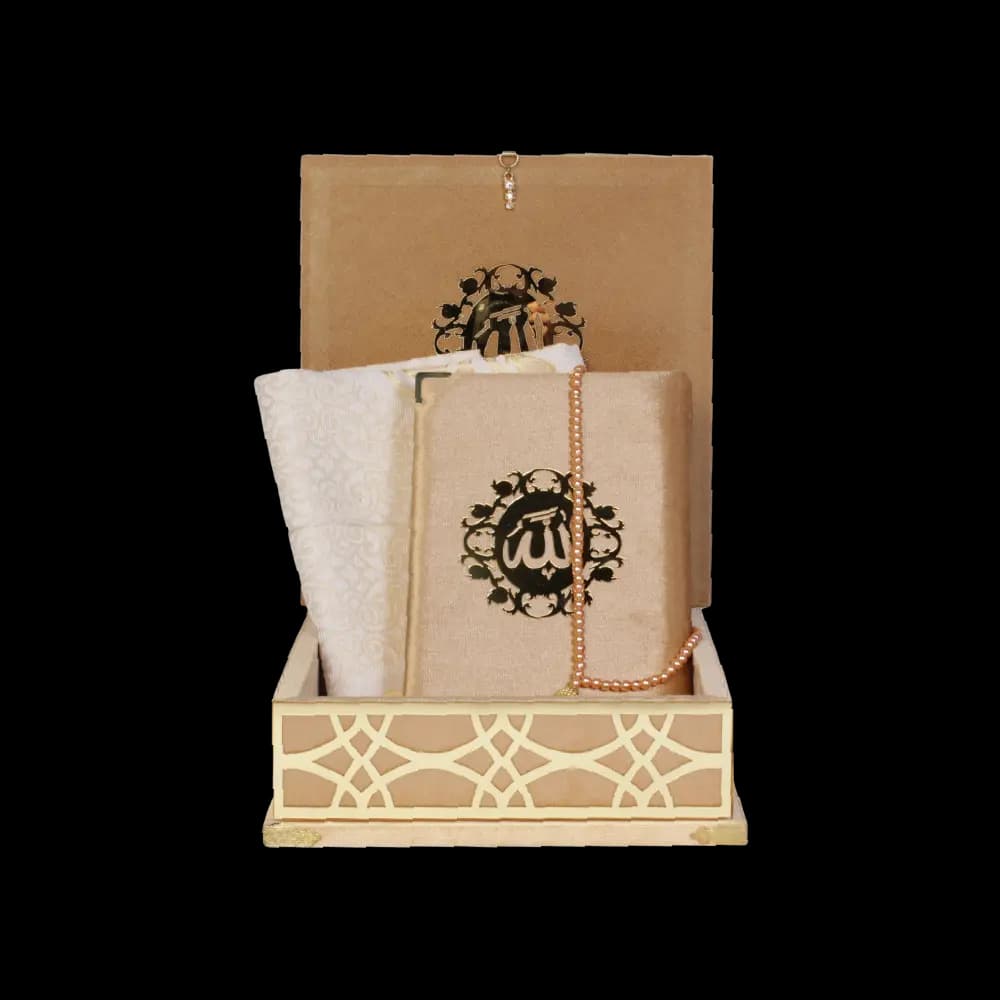 Velvet Gold 26x10x30cm Quran with Box