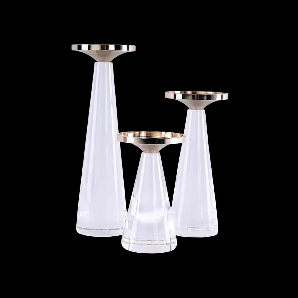 Crystal 3Pcs Golden Candlestick Set