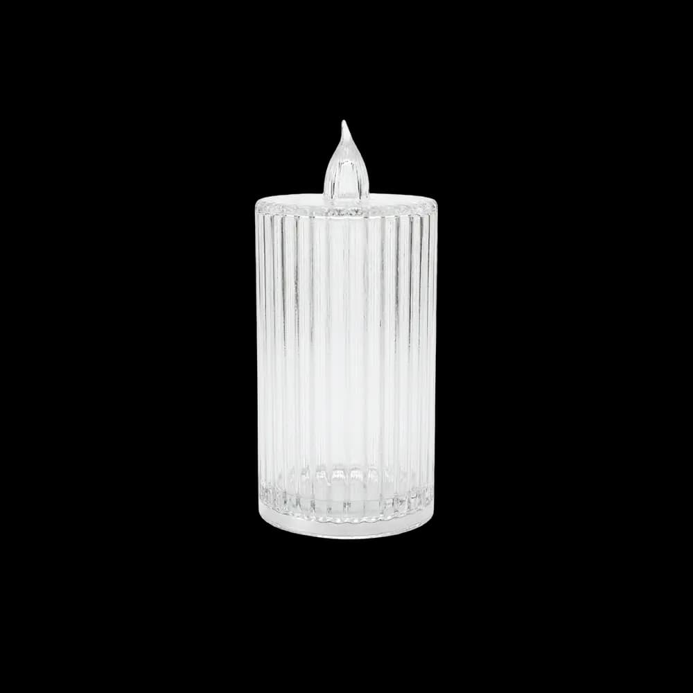 Plexi 13cm Ribbed Design Led Candle