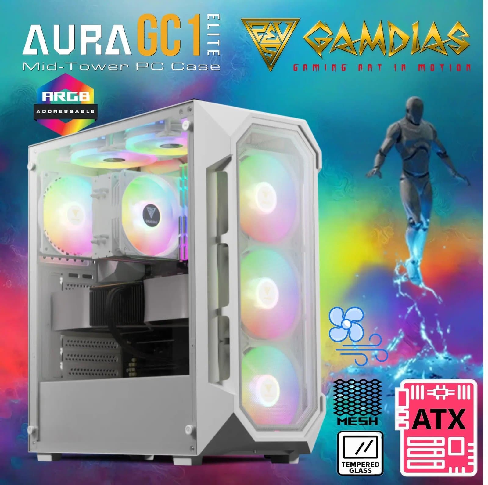 GAMDIAS AURA GC1 ELITE Computer Case White
