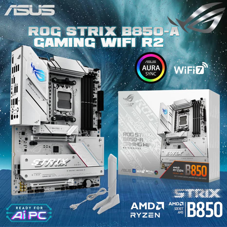ASUS ROG STRIX B850-A GAMING WIFI R2 AMD AM5 ATX Motherboard With 14+2+1 Power Stages, DDR5 8000+ MT/s, PCIe 5.0, WiFi 7, 4x...