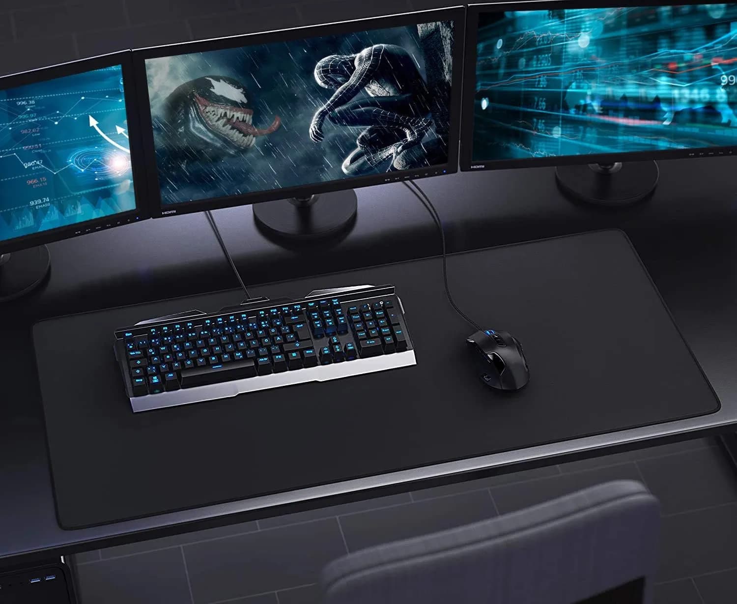 Extended Large Gaming Mouse Pad with Stitched Edges 900 x 450 x 3 mm Durable Non-Slip Natural Rubber Base, Waterproof Computer...