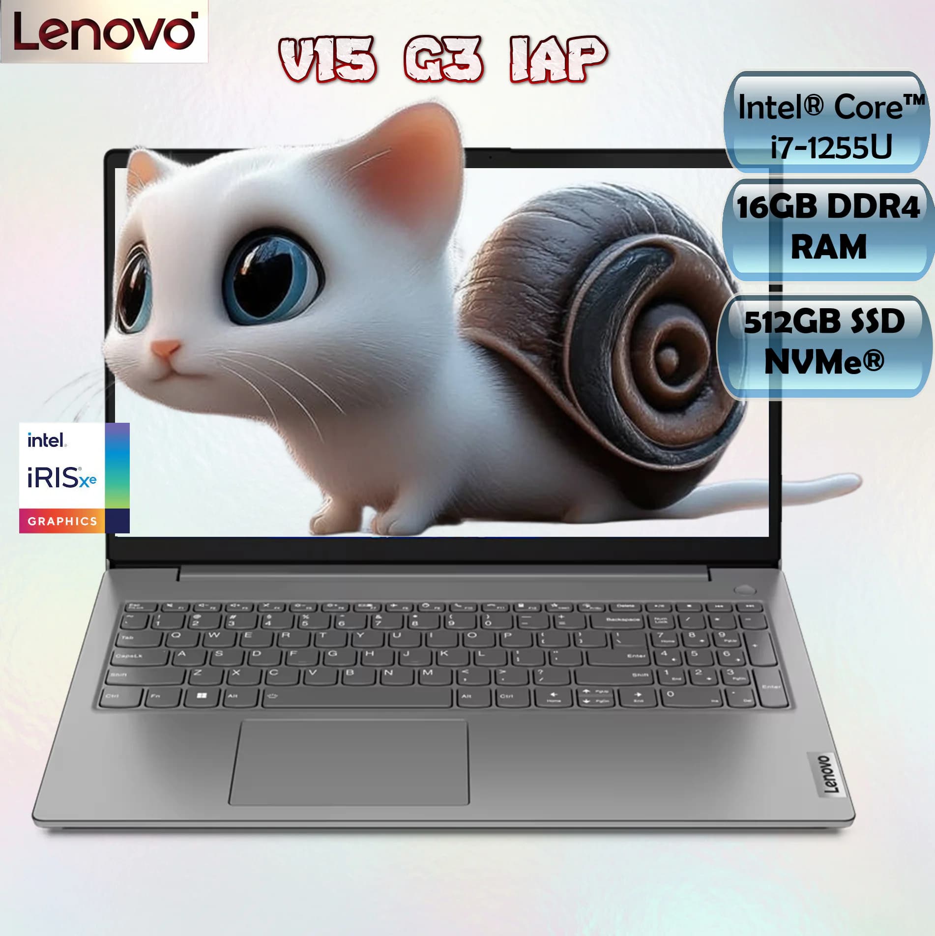 Lenovo V15 G3 IAP Intel Core i7-1255U | 16GB DDR4 RAM ; 512GB SSD NVMe |Intel Iris Xe Graphics | 15.6 inch FHD Display | DOS