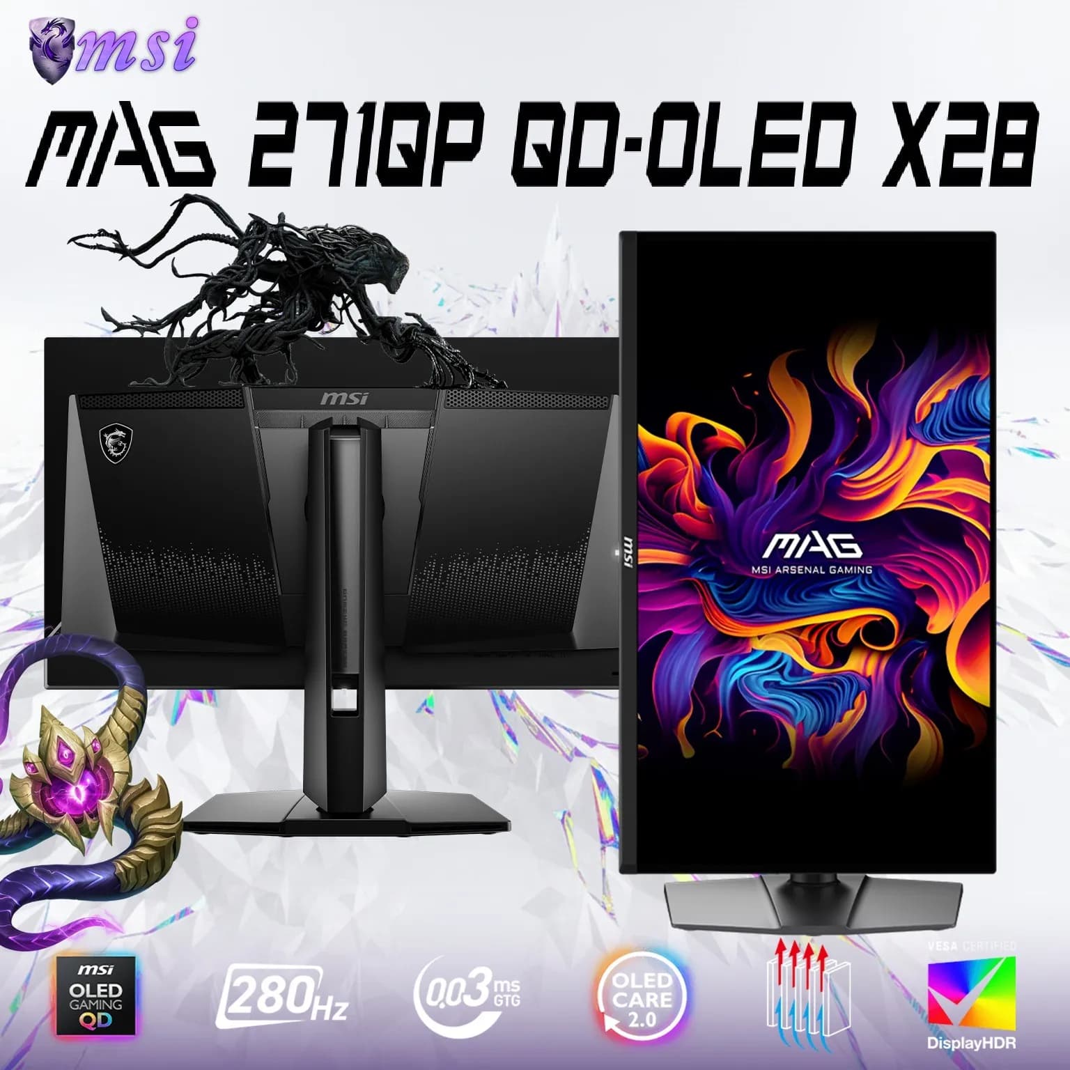 MSI MAG 271QP QD-OLED X28 27-inch QHD 280Hz Gaming Monitor