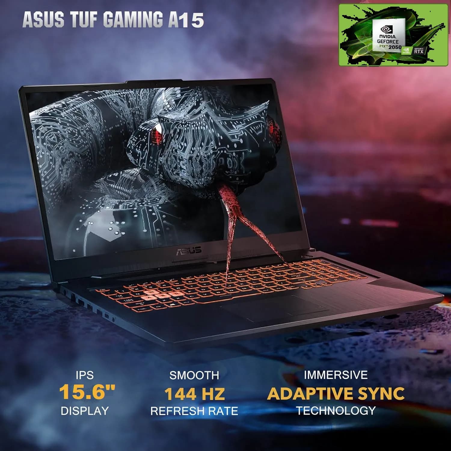 ASUS TUF Gaming A15 (FA506NF-HN005W) AMD Ryzen 5 7535HS, 8GB DDR5 512GB NVMe SSD, RTX 2050, 15.6 inch IPS FHD 144Hz, Wi-Fi 6