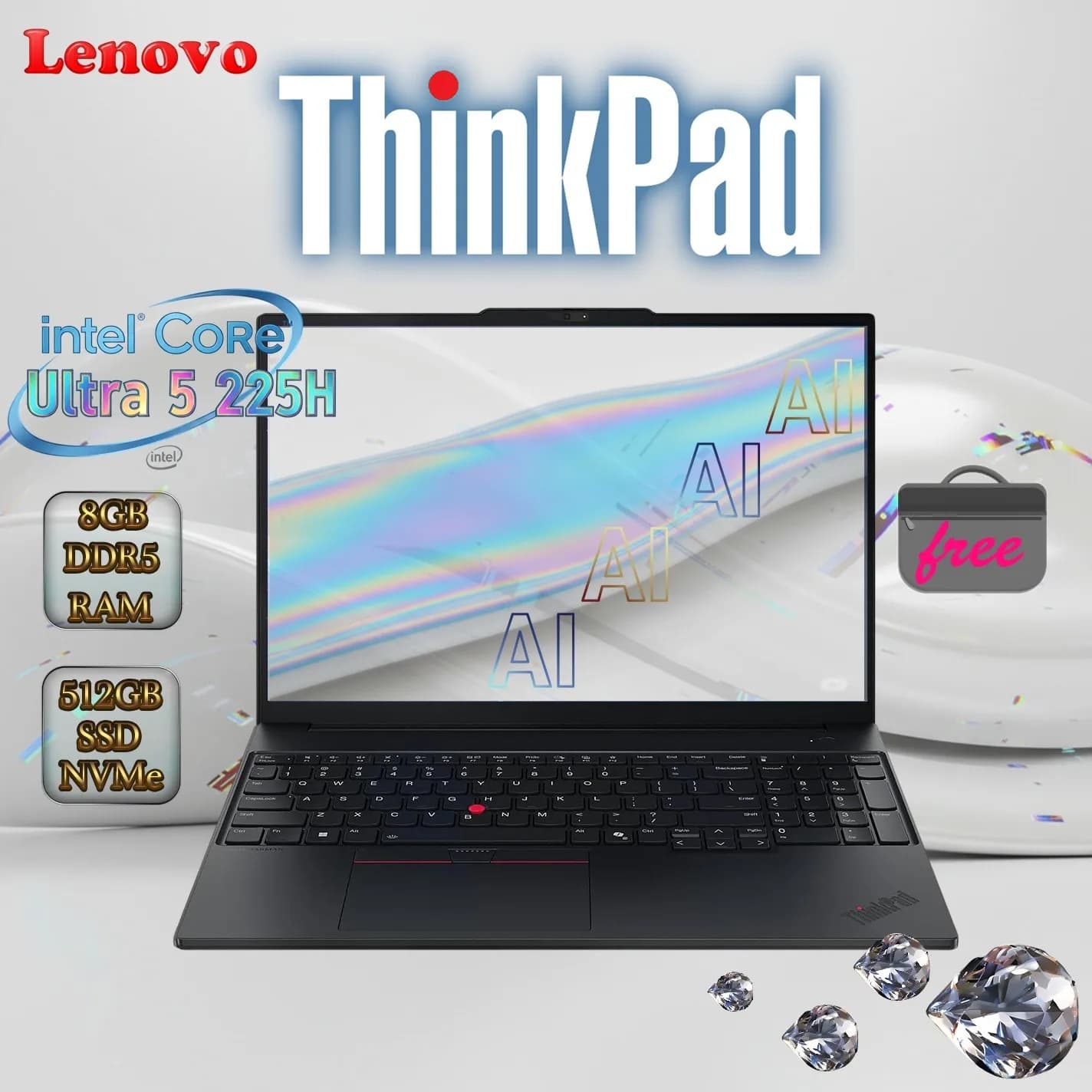 Lenovo ThinkPad E16 Gen 3 Intel Core Ultra 5 225H | 8GB DDR5 RAM ; 512GB NVMe SSD | 16-inch WUXGA IPS Display (AK-19866)