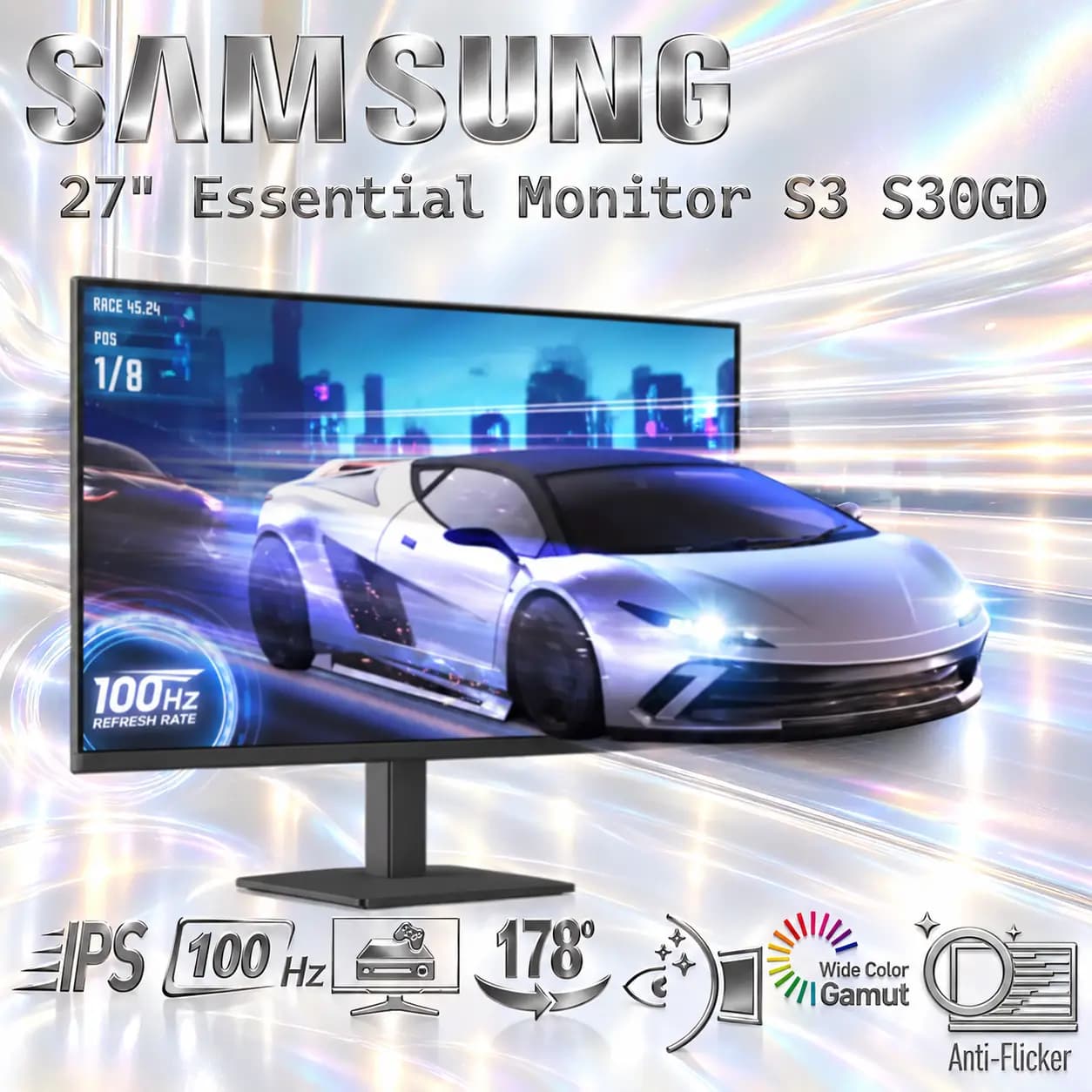 Samsung 27" Essential Monitor 100Hz Full HD IPS 5ms
