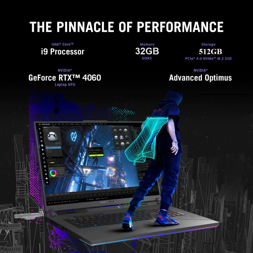 ASUS ROG Strix G614JVR-N3112 Gaming Laptop, 16” WUXGA 165Hz, GeForce RTX 4060, Intel CoreI9-14900HX, 32GB DDR5