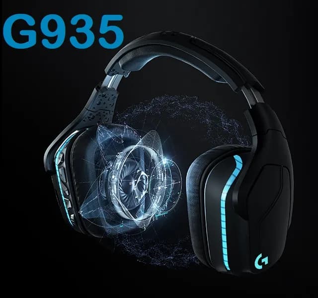 Logitech G935 Wireless RGB LIGHTSYNC Gaming Headset with Microphone, 3.5mm Audio Jack, Memory Foam Earpads