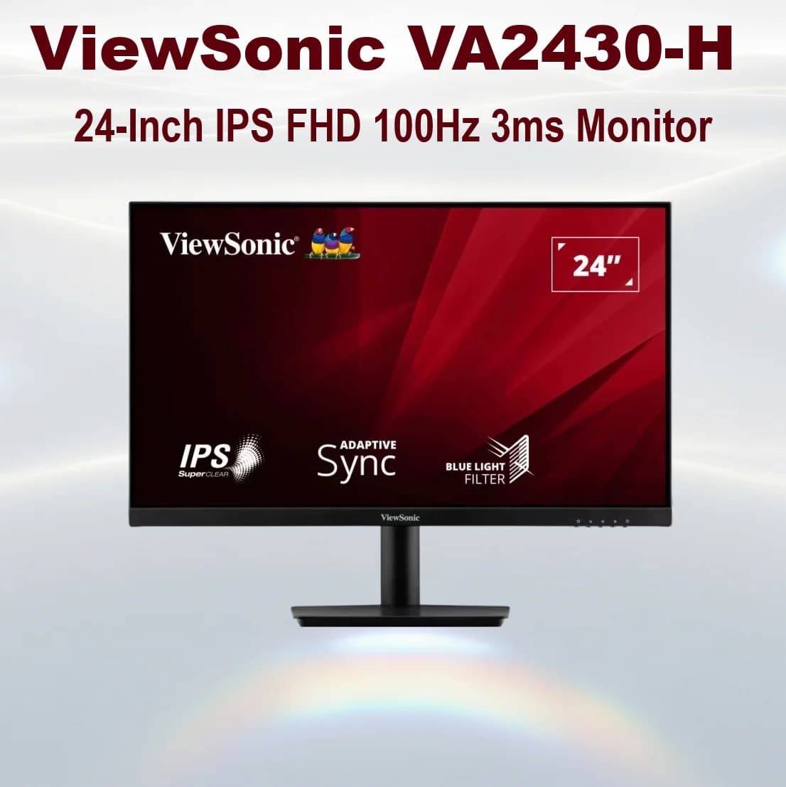 ViewSonic VA2430-H 24-Inch SuperClear IPS Full HD 1080p Monitor, 100Hz Refresh, 3ms Response, Adaptive Sync