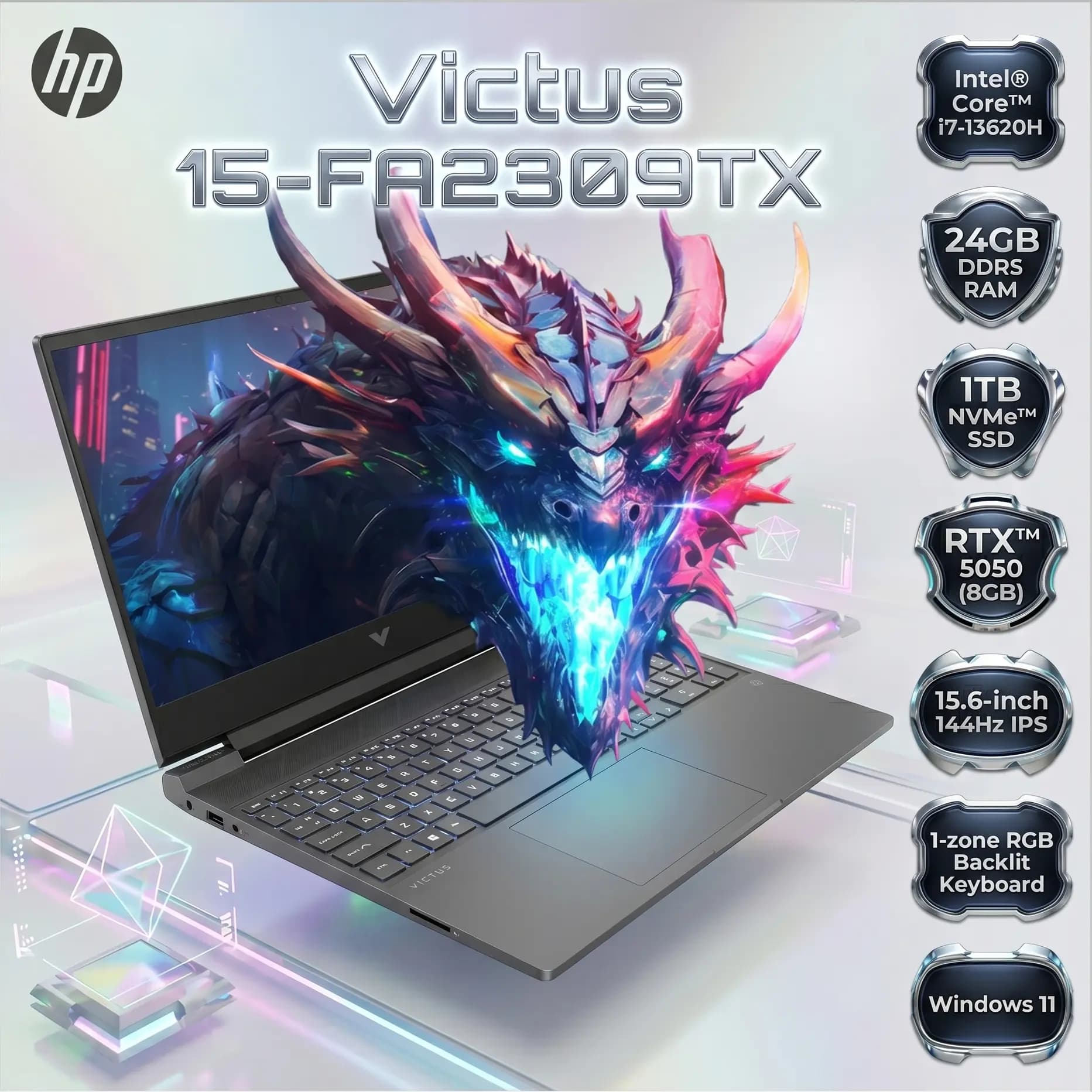HP Victus Intel Core i7-13620H | 24GB DDR5 RAM; 1TB NVMe SSD | RTX 5050 (8GB) | 15.6-inch FHD 144Hz IPS Display