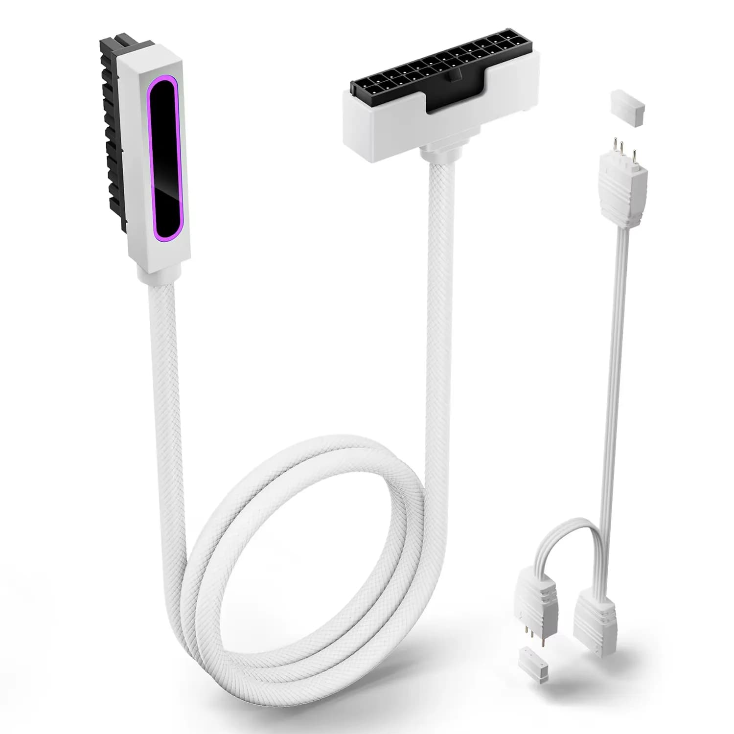 ASIAHORSE Hydrus 24-Pin ARGB PSU Left Extension Cable 500mm White