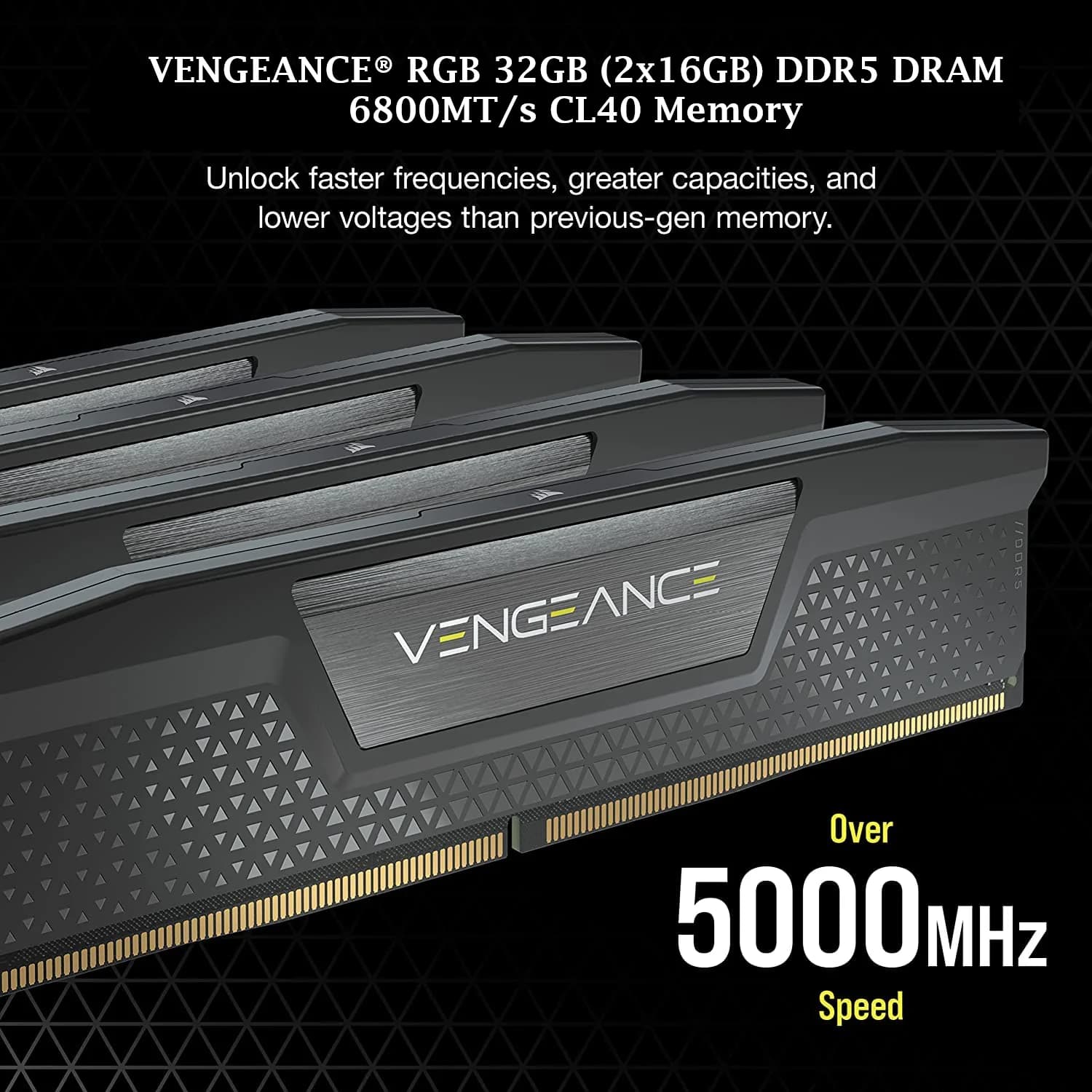 CORSAIR VENGEANCE DDR5 RAM 32GB (2x16GB) 6800MHz CL40 Intel XMP iCUE Compatible Computer Memory