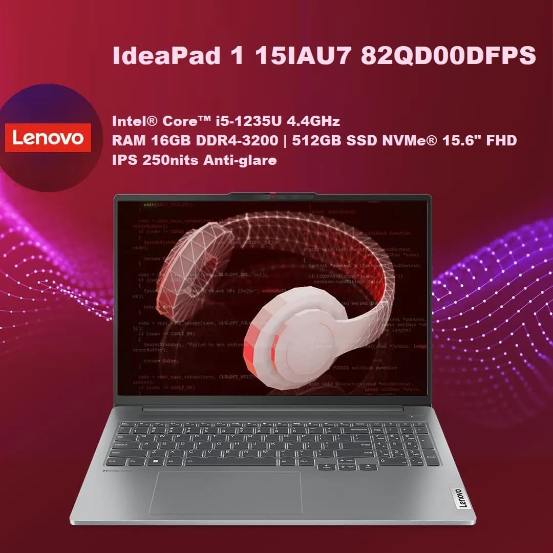 Lenovo IdeaPad 1 15IAU7 82QD00DFPS | Intel Core i5-1235U 4.4GHz | RAM 16GB DDR4-3200 | 512GB SSD NVMe