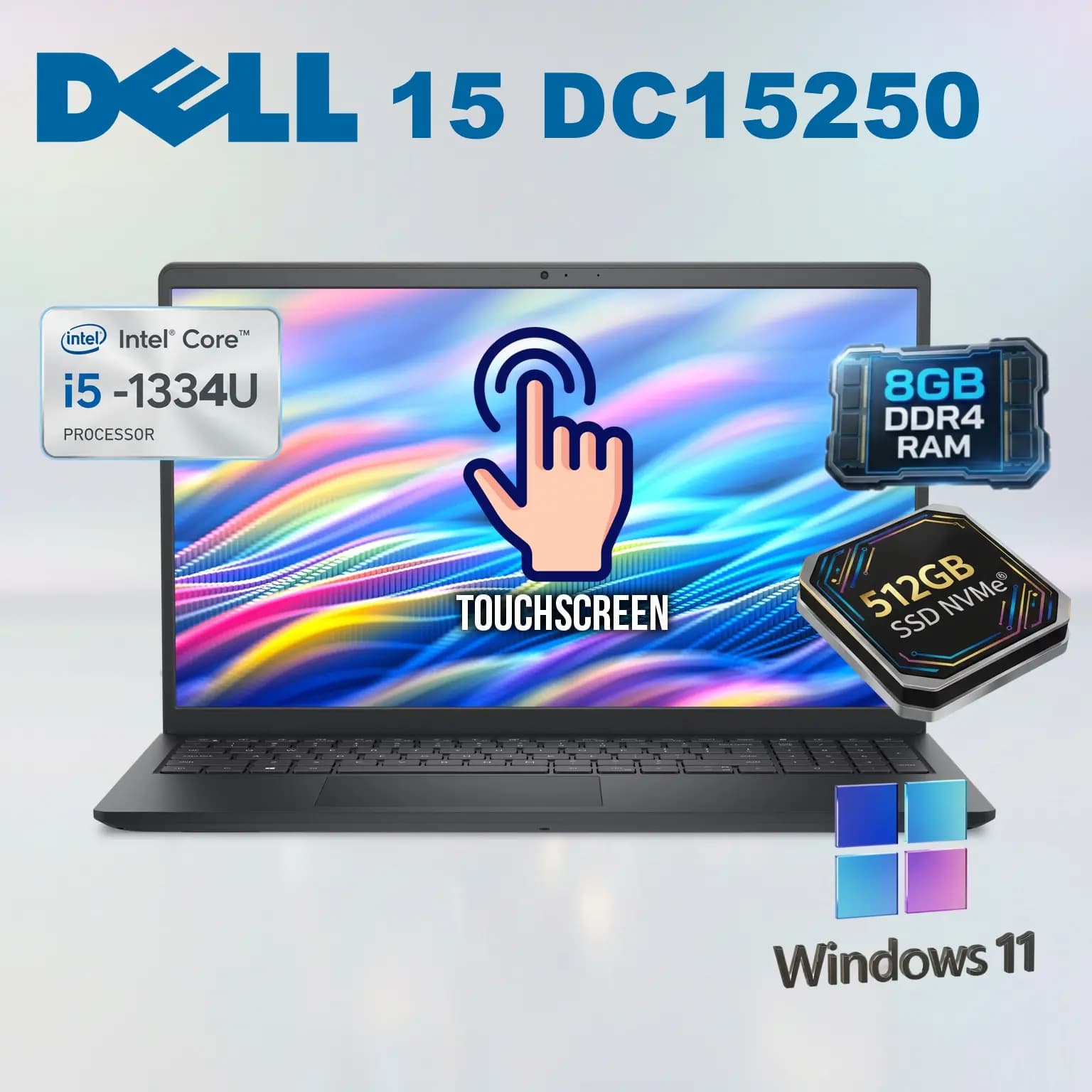 Dell 15 DC15250 : Intel Core i5-1334U | 8GB DDR4 RAM ; 512 NVMe SSD | 15.6-inch Touch Display | Windows 11
