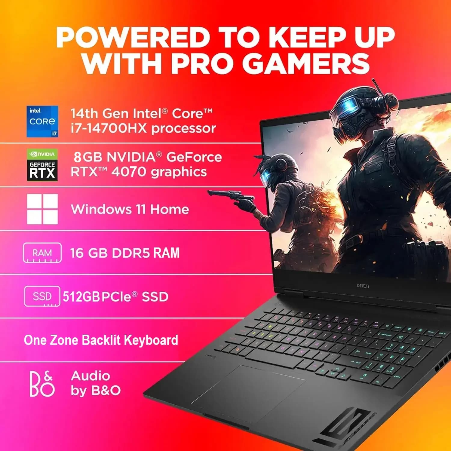 hp OMEN Gaming Laptop 16t-wf100 Intel Core i7-14700HX | 16GB DDR5 RAM , 512GB SSD | RTX 4070 8GB | 16.1″ FHD Display 165 Hz