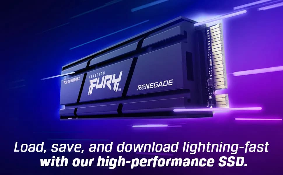 Kingston Fury Renegade 1TB PCIe Gen 4.0 NVMe M.2 Internal Gaming SSD with Heat Sink | PS5 Ready | Up to 7300MB/s | SFYRSK/1000G