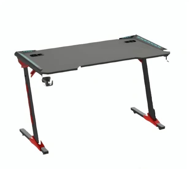 Dragonwar Gaming Desk Z5-7 RGB Black Top & Red Metal Base