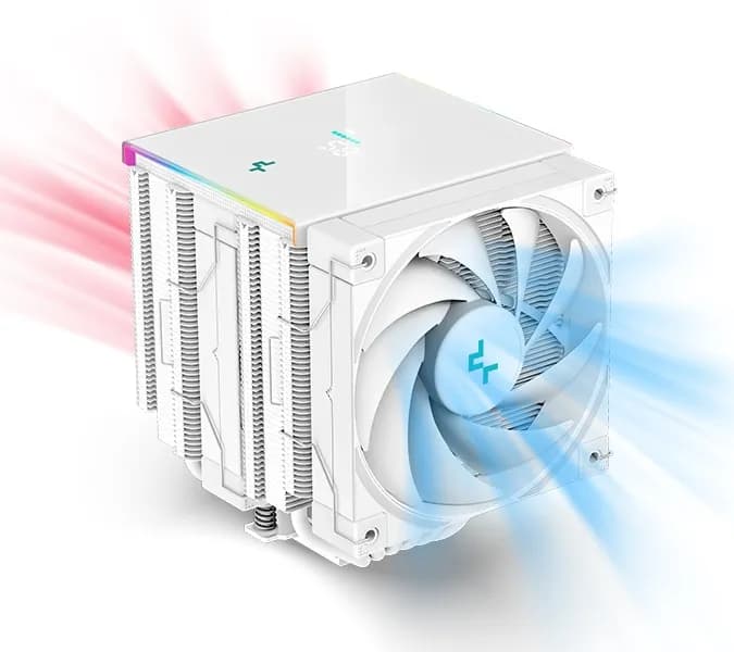 DeepCool AK620 Digital White ARGB CPU Air Cooler Mighty 260w TDP 6 Copper Heatpipes Dual-Tower with Status Display Screen and