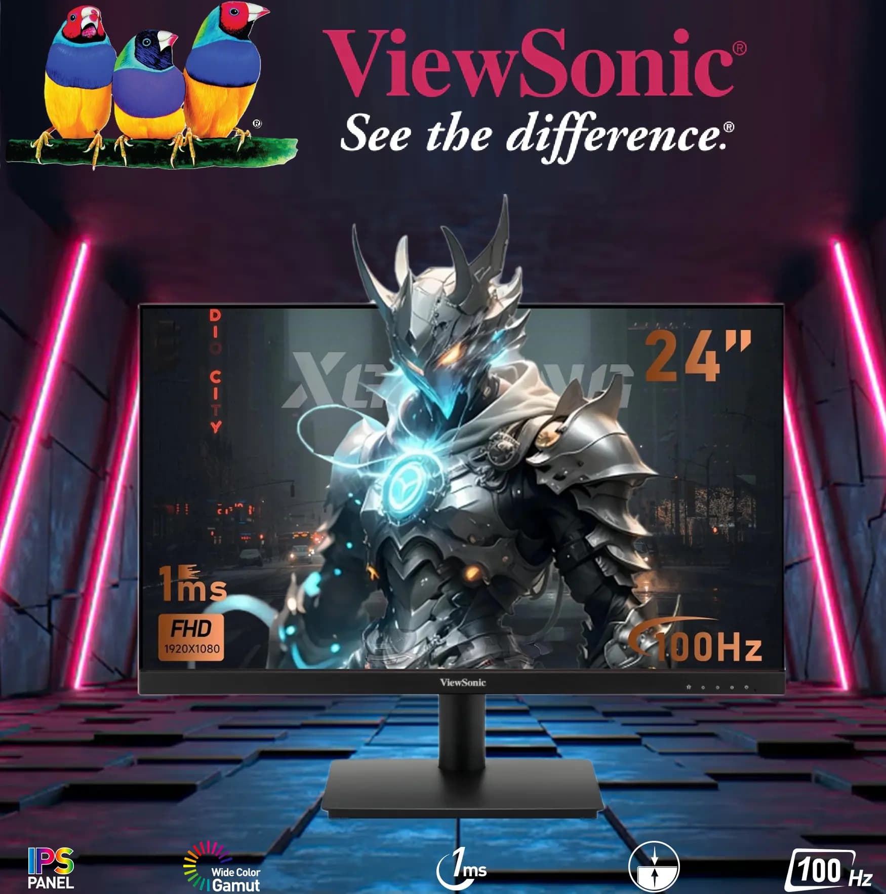 ViewSonic VA240-H 24” Full HD Monitor With SuperClear IPS, 100Hz Variable Refresh Rate, 1ms Response Time, Flicker-Free