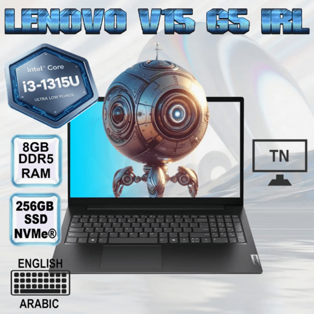 Lenovo V15 G5 IRL Intel Core i3-1315U | 8GB DDR5 RAM , 256GB SSD NVMe | Integrated Intel UHD Graphics | Eng. / Ara. Keyboard