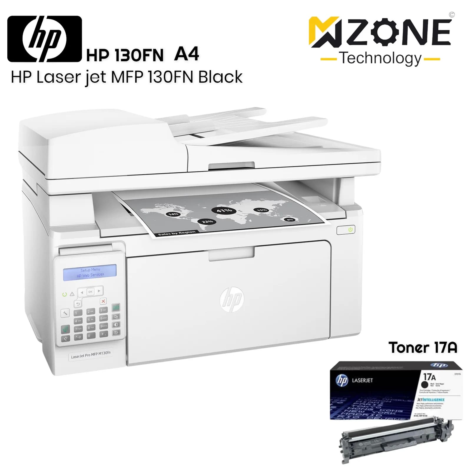 HP LaserJet Pro MFP M130FN Black Printer - Fast & Efficient