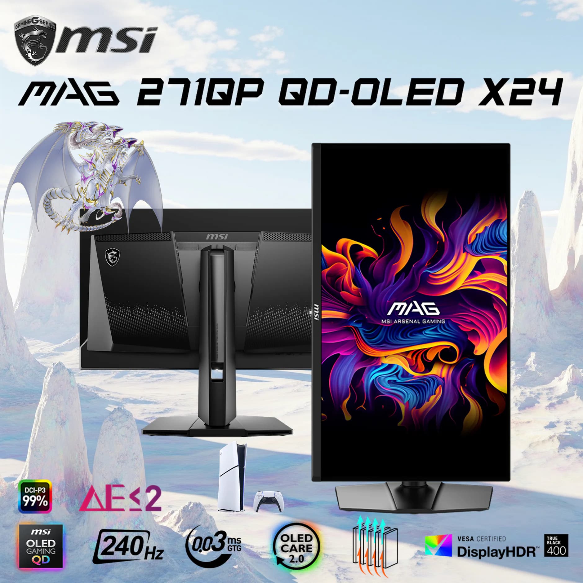 MSI MAG 271QP QD-OLED X24 26.5 inch WQHD Gaming Monitor