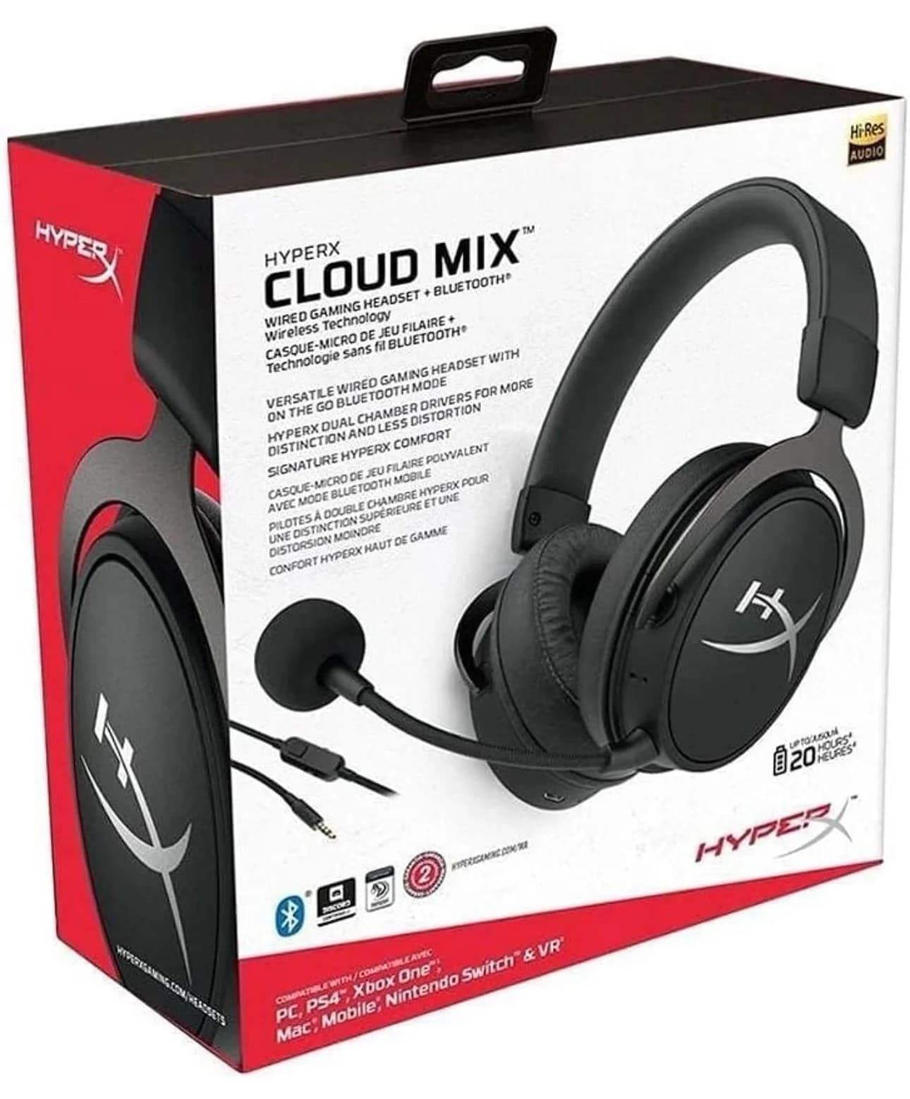 HyperX Cloud MIX Wired Gaming Headset + Bluetooth, Game and Go, Detachable Microphone