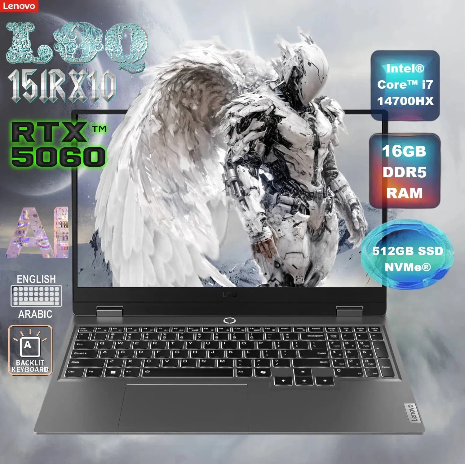 LENOVO AI-Powered LOQ 15IRX10 : Intel Core i7-14700HX | 16GB DDR5 RAM ; 512GB SSD NVMe | RTX 5060 , 8GB