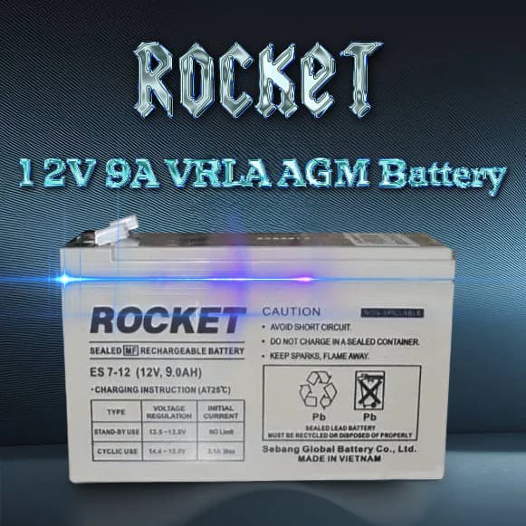 ROCKET 12V 9A Rechargeable VRLA AGM SLA Battery with F2 Terminals for AP C UPS, Surveillance Camera, Cyberpower Backup System,...