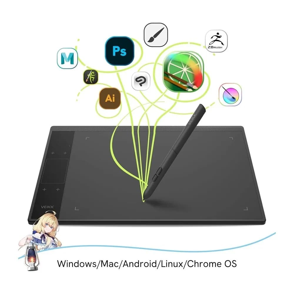 VEIKK A30 V2 Drawing Tablet 10×6 Inch Graphics Tablet with Battery-Free Pen and 8192 Professional Levels Pressure