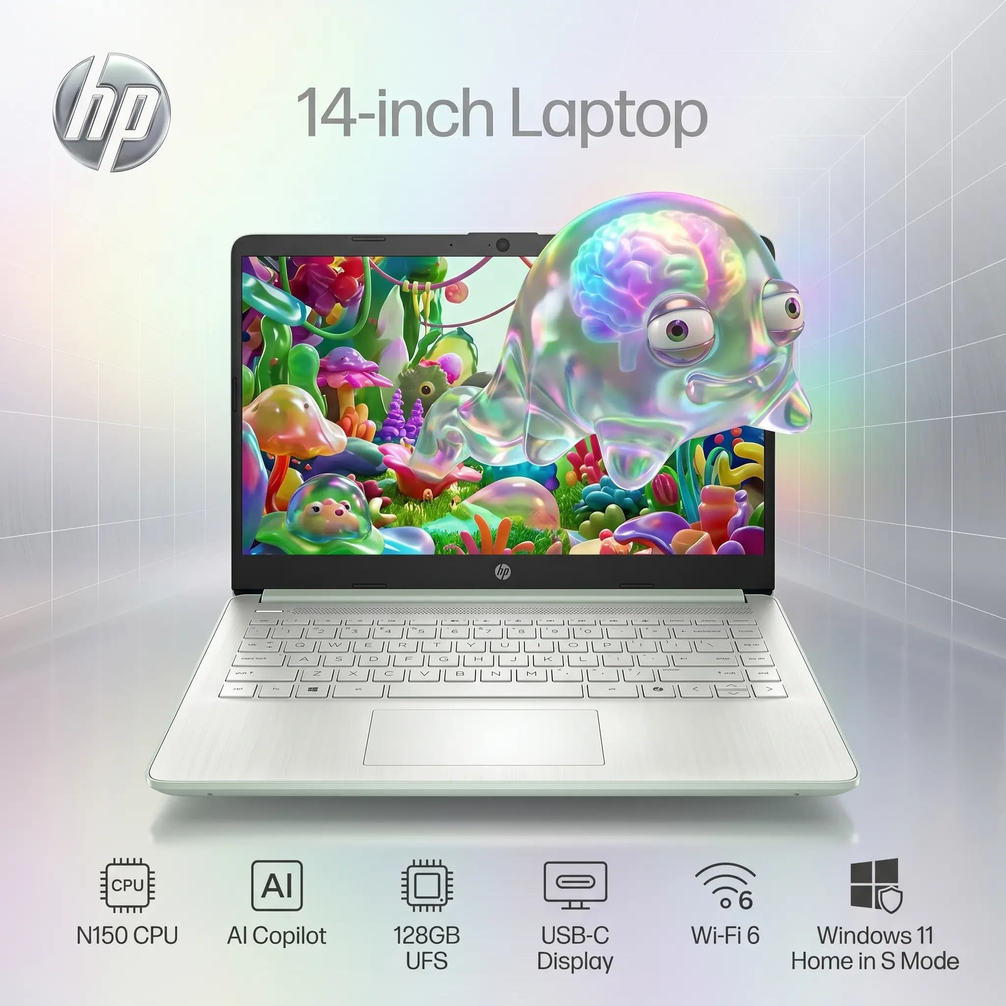 HP Laptop 14-dq6013dx: Intel Processor N150 | 4GB DDR4 RAM; 128GB Flash Storage | 14-inch HD Display | Intel Graphics