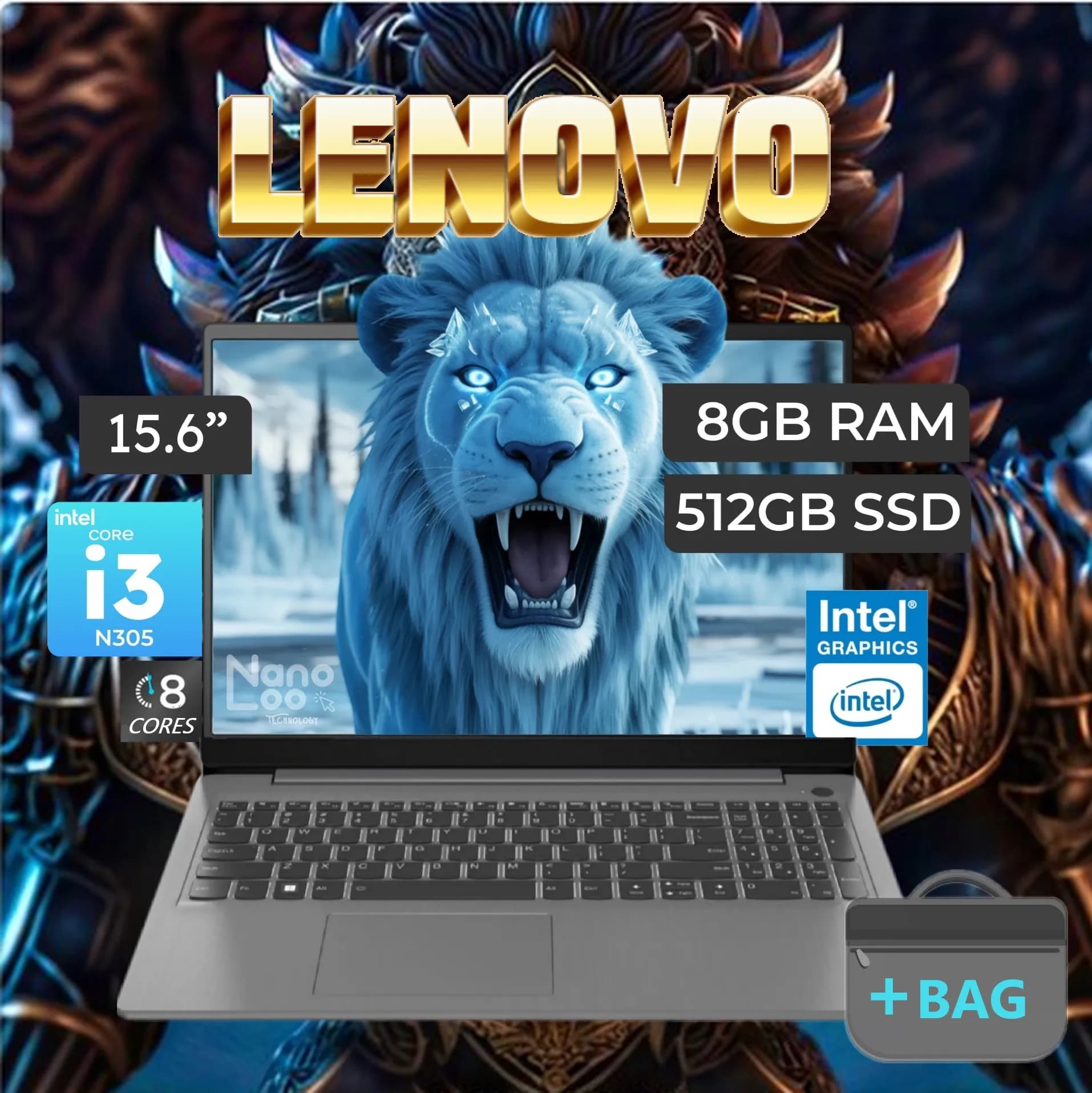 Lenovo IdeaPad Slim 3 15IAN8 Intel Core i3-N305 | 8GB DDR5 RAM ; 512GB SSD NVMe | Intel UHD Graphics | 15.6″ FHD TN Display