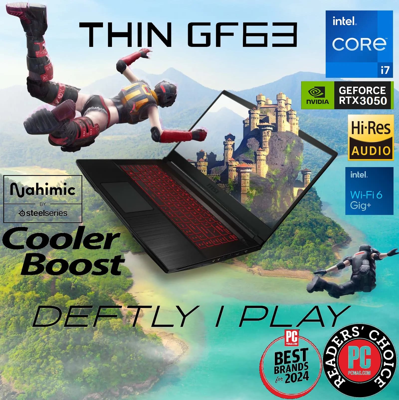 MSI Thin GF63 12UDX Intel i7-12650H | 16GB DDR4; 512GB SSD | RTX 3050 6GB GDDR6 | DOS | 15.6โณ FHD IPS Display 144 Hz