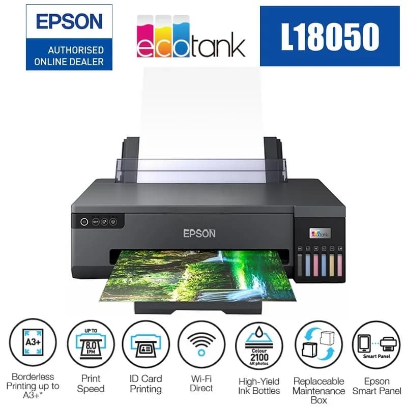 Epson EcoTank L18050 Ink Photo Printer Borderless Printing (up to A3+) Up to 22 ppm | 6 Colour High yield ink bottles