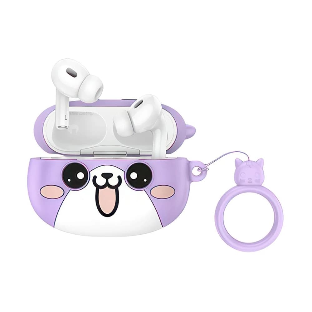 Hoco EW48 True Wireless Bluetooth Earbuds with Silicone Case- Purple Cat