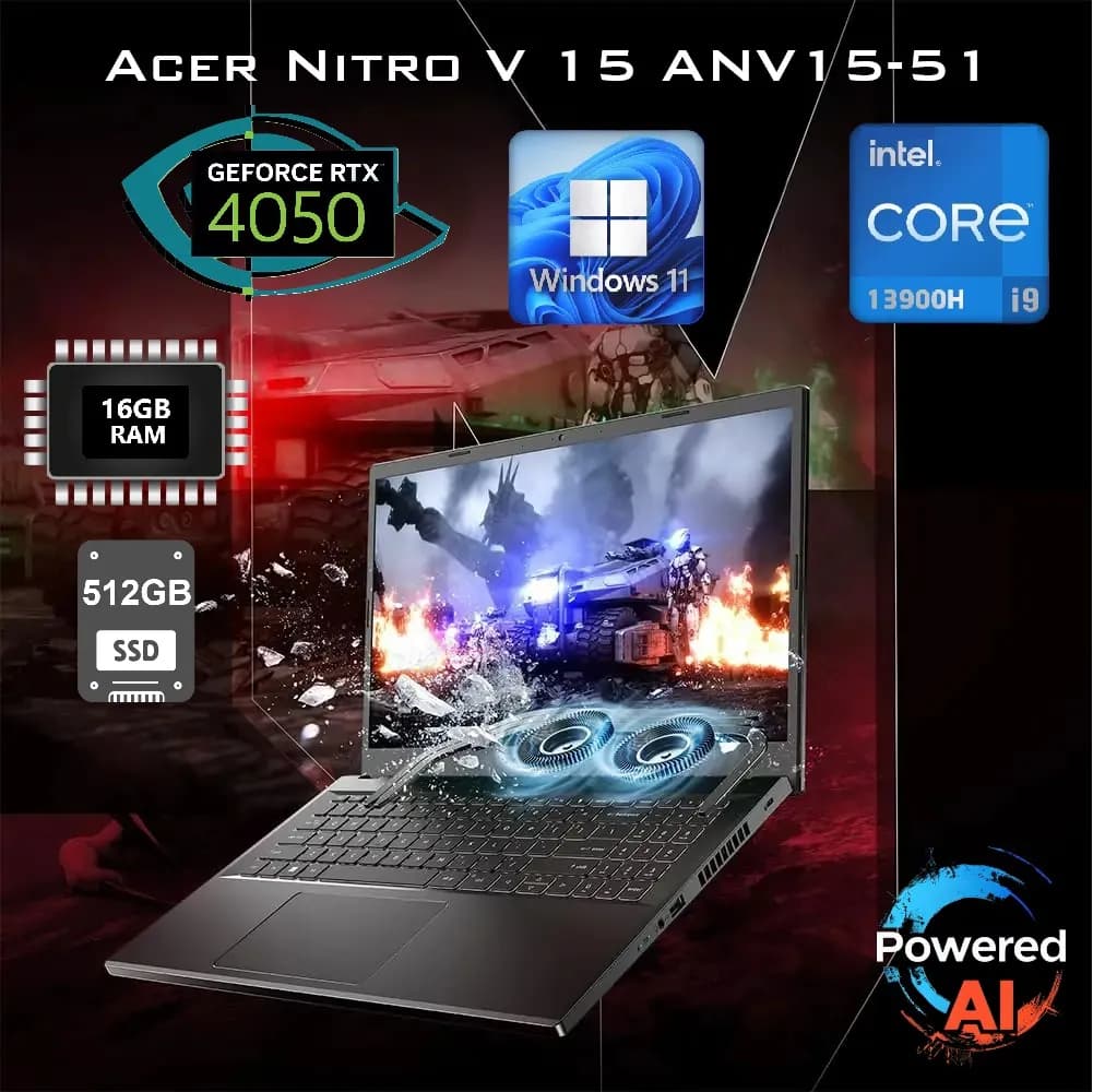 Acer Nitro V 15 ANV15-51-914J | Intel Core i9-13900H | 16 GB DDR5 RAM; 512GB SSD NVMe | RTX 4050, 6GB