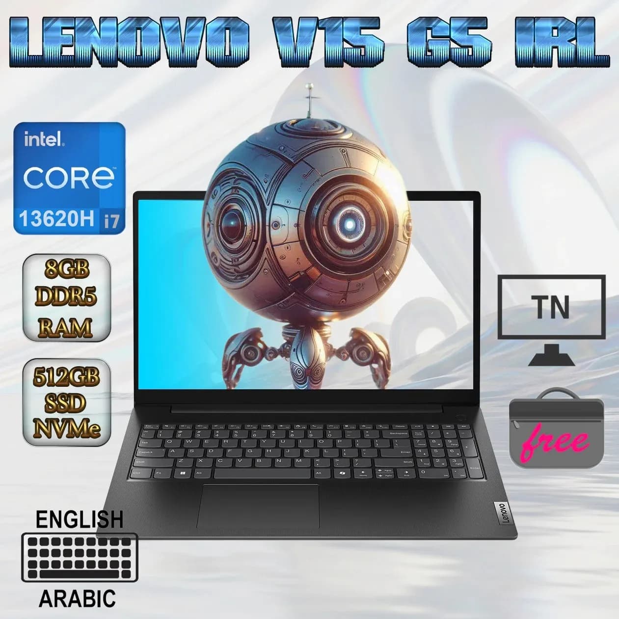 Lenovo V15 G5 IRL Intel Core i7-13620H | 8GB DDR5 RAM, 512GB SSD NVMe | Integrated Intel UHD Graphics | 15.6-inch FHD TN Display
