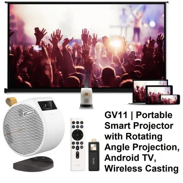 BenQ GV11 Portable Smart Projector with Rotating Angle Projection, Android TV, Wireless Casting