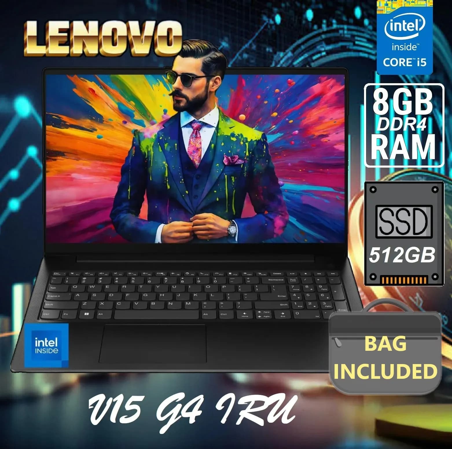 Lenovo V15 G4 IRU Intel Core i5-13420H | 8GB DDR4 RAM ; 512GB SSD | 15.6″ FHD TN Display | DOS | Intel UHD Graphics