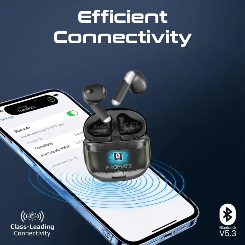 PROMATE High Definition Transparent TWS Earbuds with IntelliTouch