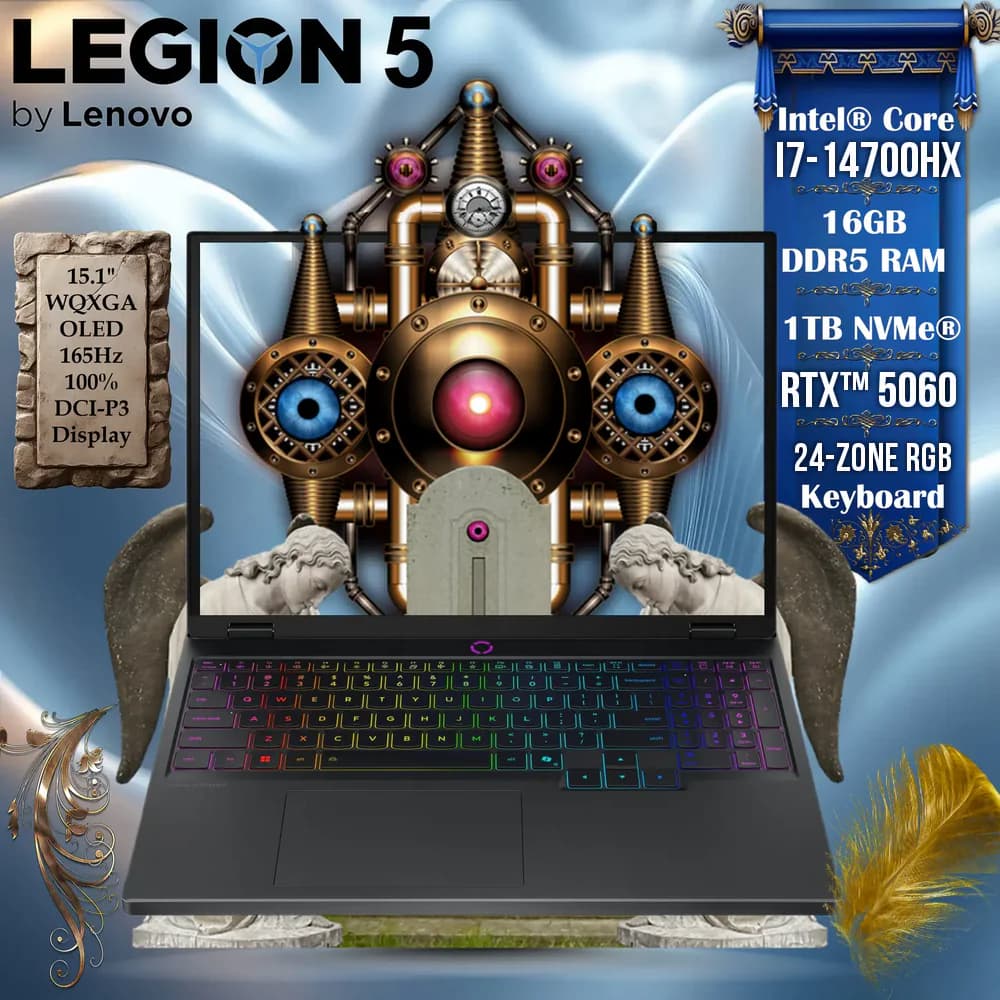 LENOVO AI-Powered Legion 5 15IRX10 Intel Core i7-14700HX | 16GB DDR5 RAM , 1TB NVMe SSD | RTX 5060 8GB (AK-15722)