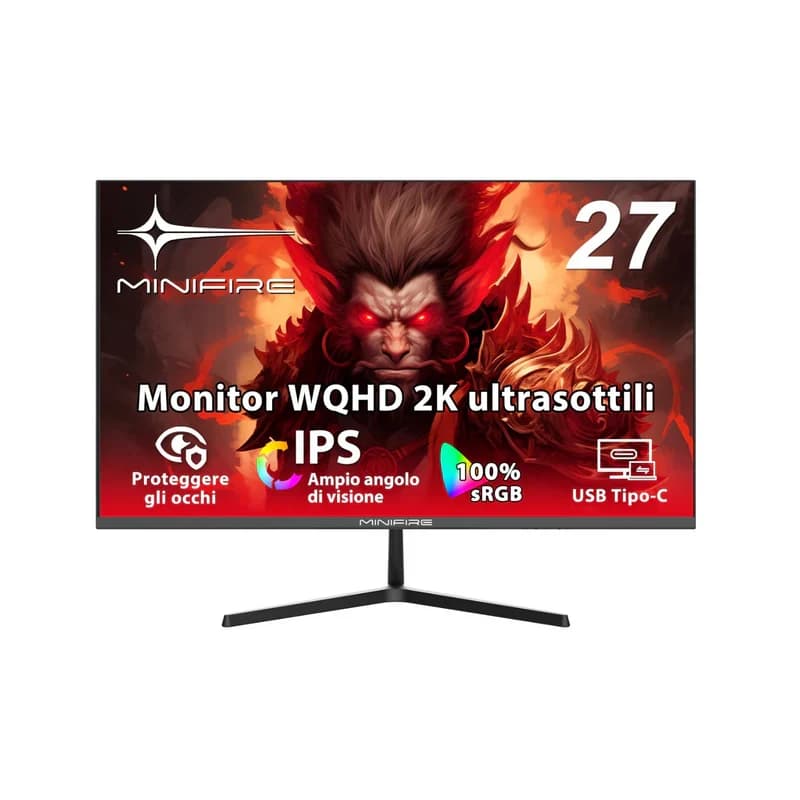 Brand New Monitor MINIFIRE 27 inch WQHD IPS 75HZ HDMI TYPE C MF27X3AQ