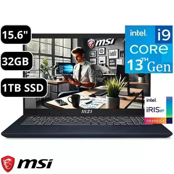 MSI MODERN 15 B13M Intel Core i9-13900H | 32GB RAM; 1TB SSD NVMe | 15.6 inch FHD IPS Display | Intel Iris Xe graphics