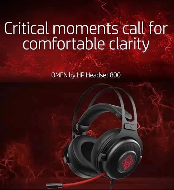 OMEN by HP Gaming Headset 800 with DTS Headphone:X Surround for PC, Mac, PS4, Xbox One, Retractable Mic, Black/Red
