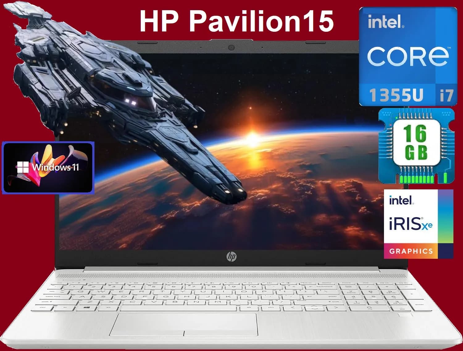HP Pavilion 15 Intel Core i7-1355U | 16 GB DDR4-3200 RAM, 256 GB NVMe M.2 SSD | 15.6 inch FHD + Intel Iris Xe Graphics