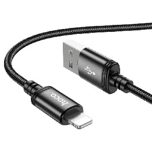 Hoco X89 Fast Charging Data Cable for iPhone: 2 Meter Length, 2.4A Charging Speed, Durable Nylon Braided, High-Speed Data Transfer, MFI Certified